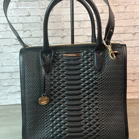 Brahmin Caroline Black Soft Leather Satchel with Matching Wallet Set - Picture 2 of 7